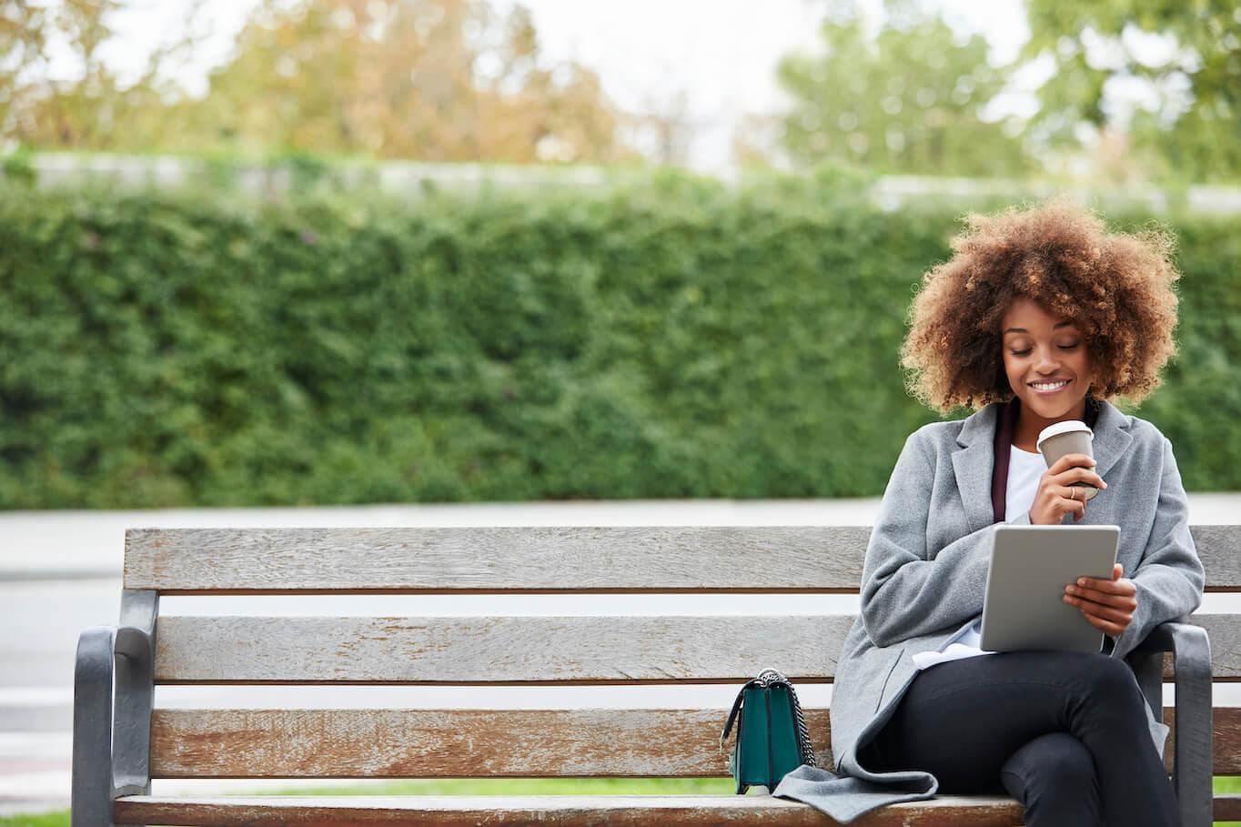 Banking on tablet outside