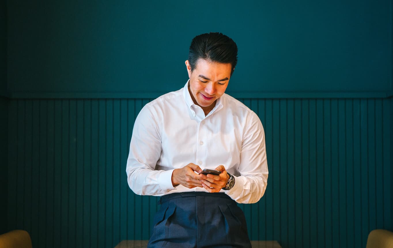 Man looking at his smartphone